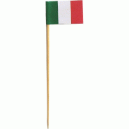 Pique drapeau Italie papier et bambou couleur naturelle 8cm - par 2000
