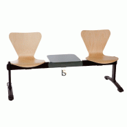 Poutre d'accueil Plum avec assises bois. - 2 places + 1 tablette