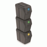Prosperplast - Jeu de 3 poubelles de recyclage d'une capacité de 60 litres à compartiments de couleur grise 39x23x33 cm - gris plastique ZA909