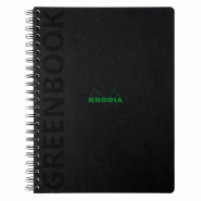 RHODIA Lot de 5 Greenbook A4+, 160p./80 feuilles microperforées 90 g/m² reliure intégrale, perf. 4 trous, couv. Carte rigide recyclée, ligné + ca