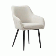 SalesFever Chaise de salle à manger | Revêtement en tissu structuré | Pieds de chaise en métal | L 61 x P 60 x H 85 cm | beige – noir - multicol SalesFever Chaise de salle à manger | Revêtement en tissu structuré | Pieds de chaise en métal | L 61 x P 60 x H 85 cm | beige – noir - multicol