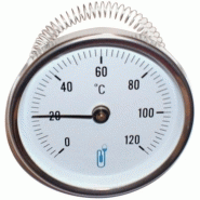 Thermomètre bimétallique Ø100 Vertical Tout Inox