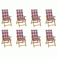 VidaXL Chaises Pliables De Jardin Avec Coussins Lot De 8 Bois D Acacia - 3075067