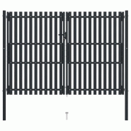 Vidaxl portail de clôture à double porte acier 306x250 cm anthracite 146355