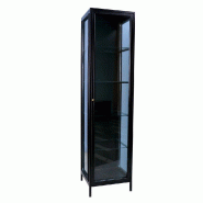 Vitrine colonne Black Reflexion metal noir 4 tablettes verre 45x40x180 cm