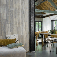 Wallart planches d'aspect de bois chêne de bois de grange blanchi 432698