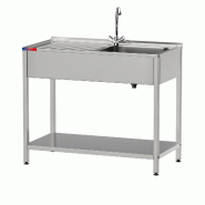 - Evier sous plan 1 bac et 1 égouttoir et robinet inclus deux eaux industriel inox 800 x 500 x 850 mm - inox gf3203sigr1