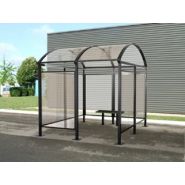 Abri fumeurs métallique - dimensions 2,5 x 3,2 m - toiture polycarbonate et structure galvanisée