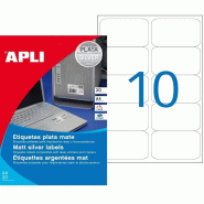 Apli 015030 Lot de 200 Etiquettes polyester laser/copieur 96 x 50,8 mm Argent - 8410782150305