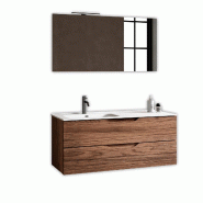 AQA Design Composition de salle de bain 4 pièces en MDF avec baignoire gauche SOLMIRA chêne de rivière L.121 P.46,5 H.190 MPSO42-RR - marron Bois m