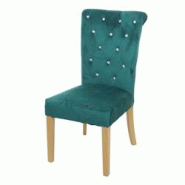 Décoshop26 - Chaise à manger cuisine en velours vert foncé avec décoration bouton cristal pieds bois clairs 04_0002214 - 3000259232693 Décoshop26 - Chaise à manger cuisine en velours vert foncé avec décoration bouton cristal pieds bois clairs 04_0002214 - 3000259232693