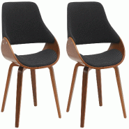 Décoshop26 - Chaises de salle à manger x2 design scandinave en bois courbé couleur noyer et tissu noir 10_0007662 - noir Bois massif 3000266234093