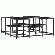 Décoshop26 - Table basse deux hauteurs design industriel 91 x 91 x 40 cm bois d'ingénierie noir et métal DEC039863 - noir métal 3000264626944