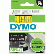 DYMO Cassette D1 de ruban à étiqueter noir/jaune 9 mm x 7 m - jaune papier S0720730 DYMO Cassette D1 de ruban à étiqueter noir/jaune 9 mm x 7 m - jaune papier S0720730