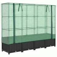 Helloshop26 - Jardinière bac lit surélevé plantes fleurs terrasse jardin surélevée avec housse aspect rotin 160 x 40 x 138 cm noir 02_0038756 - 3 Helloshop26 - Jardinière bac lit surélevé plantes fleurs terrasse jardin surélevée avec housse aspect rotin 160 x 40 x 138 cm noir 02_0038756 - 3