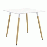 Helloshop26 - Table de salle à manger cuisine bureau carré MDF 80 x 80 cm blanc mat et hêtre 03_0004123 - 3000487799784 Helloshop26 - Table de salle à manger cuisine bureau carré MDF 80 x 80 cm blanc mat et hêtre 03_0004123 - 3000487799784