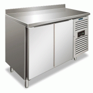 KLIMAITALIA Table frigo inox 2 portes, crédence tropicalisée classe B, dégivrage automatique, température -2°C/+8°C, mesure LxA3 x Surface : 136