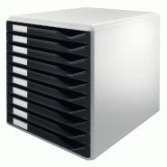 LEITZ Bloc de classement 10 tiroirs, en polystyrène choc, coloris gris clair/noir - noir 52810095 LEITZ Bloc de classement 10 tiroirs, en polystyrène choc, coloris gris clair/noir - noir 52810095