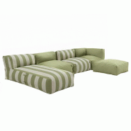 Oviala Business Salon de jardin modulable rayé 5 places vert - vert polyester 115065