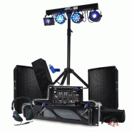 Pack Sono BM SONIC Amplificateur 1000W, Paire d'Enceintes 2x300W, Table de Mixage, Portique +48 effets lumières EUPHORIA+Clé 32G - 3666638038890