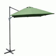 Proloisirs Parasol Déporté 3X3 m/8 baleines NH20 Inclinable Manivelle - Amande - vert aluminium Y594