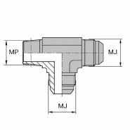 Tés - Orientable renversé mâle JIC X mâle NPT - JTMBCR0402 - DESIGNATION : TMJ RV 7/16 / MNPT1/8