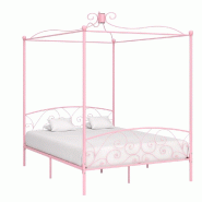 VidaXL Cadre de lit à baldaquin sans matelas rose métal 160x200 cm Modèle Elvionel - 284490