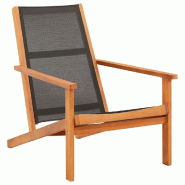 VidaXL Chaise De Jardin Noir Bois D Eucalyptus Solide Et Textilène - noir 48699