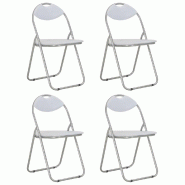 VidaXL Chaises pliantes à manger lot de 4 blanc similicuir Modèle Atlas Scandinave - 278595