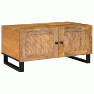 VidaXL Table basse Naturel 80 x 50 x 40 cm Bois de mangue massif Modèle Sirius Carrée - 4018049