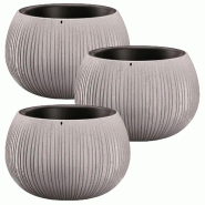 WellHome - Lot de 3 pots 0,75 L Beton Bowl Ø14,4 cm chacun, coloris ciment - gris plastique PK4427