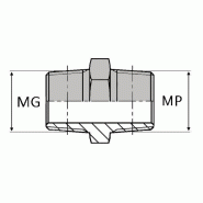 Adaptateur droit mâle gaz conique x mâle NPT - WMCMNPT0202 - MGCO1/8 / MNPT1/8 - Ø MG 1/8' (9.72 mm) - Ø MP / FP 1/8' (10.24 mm)