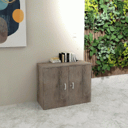 Armoire basse de bureau hauteur 81 cm - Mobel linea - 100, Chêne grisé_0