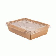 Barquette Kraft + couvercle PET 700cc 17x11,8x4,5 - par 50
