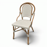 Bistromania POITIERS chaise terrasse aluminium résine tressée gris blanc L47 P58 H90 cm - gris aluminium EA321