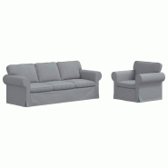 Canapé 2 pcs Gris clair 215 x 82 x 80 cm tissu Modèle Apex Panorama Soleil - Matériau naturel 8721364374614