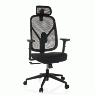 Chaise de bureau / Chaise pivotante RALOO ECO siège en tissu / dossier en maille filet noire hjh OFFICE - noir polyester 882002