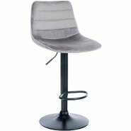 CLP Tabouret de bar Lex en Velours Pied trompette en Métal Gris/Noir - gris textile 321882 CLP Tabouret de bar Lex en Velours Pied trompette en Métal Gris/Noir - gris textile 321882