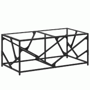 Décoshop26 - Table basse de salon design industriel avec dessus en verre transparent 98,5 x 50 x 41cm acier et verre DEC037378 - verre 3000263249243