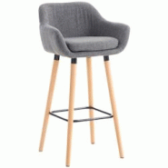 Décoshop26 - Tabouret de bar lounge x1 design scandinave assise en tissu gris clair pieds en bois repose-pieds en métal 10_0004924 - gris 3000252359 Décoshop26 - Tabouret de bar lounge x1 design scandinave assise en tissu gris clair pieds en bois repose-pieds en métal 10_0004924 - gris 3000252359