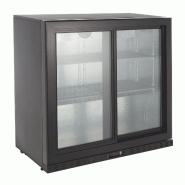 GastroHero Armoire à boissons ECO 230 noire avec portes coulissantes, éclairage LED, encastrable sous plan de travail - noir acier BKS-230ST