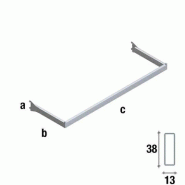 Guidon penderie 60cm - Nickel brossé - Tube 38x13mm - Système Alias & Queen Vogue