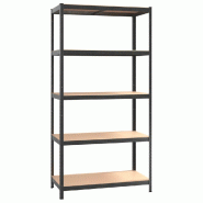 Helloshop26 - Étagère résistante à 5 niveaux acier et bois d'ingénierie gris 02_0045715 - gris Bois massif 3000220819519