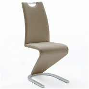 LOT DE 2 CHAISES ALBI TISSU CAPPUCCINO AVEC PIÈTEMENT TUBE CHROME