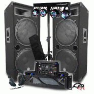 Pack Sono BM SONIC Amplificateur 3000W, Paire d'Enceintes LSC215 2x2000W, Table de Mixage Bluetooth, Portiques 8 Lumières LED - 3666638037886
