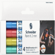 Schneider Marqueur métallique Paint-It 011, 2 mm, assorti, étui carton 4 pièces Set 2 - multicolore P700196