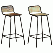 VidaXL Chaises De Bar Lot De 2 Bois De Récupération Solide - 321954_0
