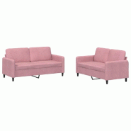 VidaXL Ensemble de canapés 2 pcs rose velours Modèle Nova Studio - 3201977