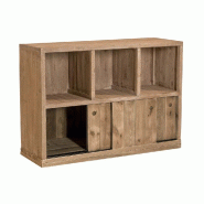 Buffet bas Westside pin vieilli 3 cases 3 portes L119xP39xH80cm
