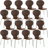 CLP Lot de 16 chaises empilables en bois Diego Noyer - marron Bois manufacturé 1511684103